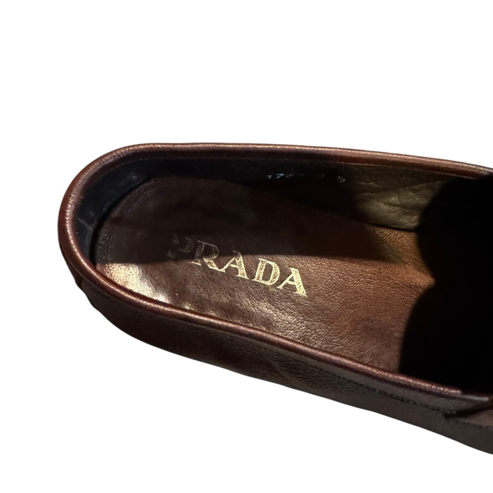 Prada Mens Classic Brown Leather Slip On Shoes - Picture 4 of 9